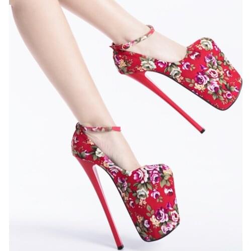 2019 Stiletto Pumps Women Shoes Autumn Platform Women Pumps High Heels 22CM Shoes Shallow Flowers OL Female Wedding Party Shoes