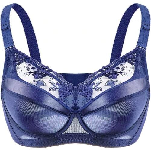 Womens Full Figure Beauty Lace Non Padded Underwire Minimizer Bra Plus Size 34 36 38 40 42 44 46 48 B C D E F G H
