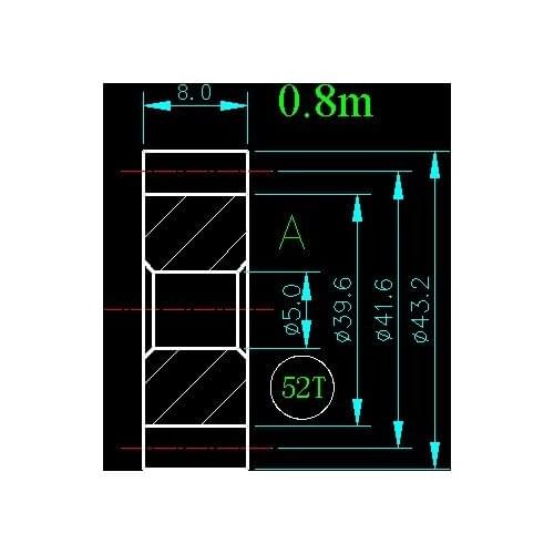 0.8m 52T/Hole 5mm 6mm 8mm 10mm/width 8mm/For Meat Grinder Parts etc