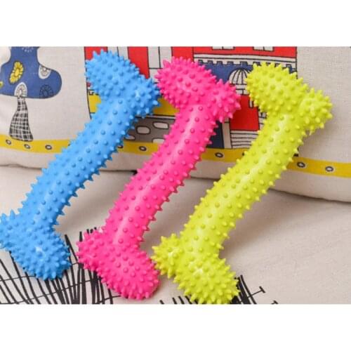 1PC Pet Dog Toys Cute Rubber Resistant Barbed Bones Bite Clean Teeth Chew Training Toy For Pet Dog Cat Puppy Random Color