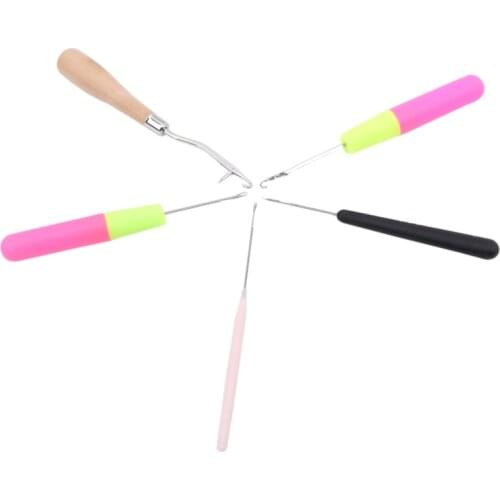 5Set New Crochet Tongue Crochet Set Carpet Crochet Hook With Tongue Knitting Needles Set For Diy Weave Tools Sewing Accessories
