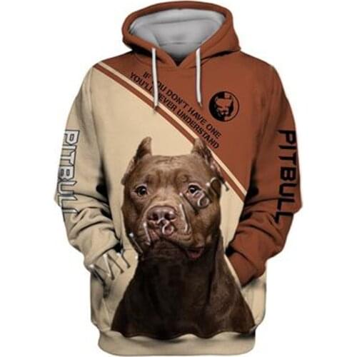 2021 Fashion Animal Pit Bull 3D Printed Hoodie Men Women Casual Pet Dog Designs Hooded Oversized Hooded Coat Drop Shipping WQ-85