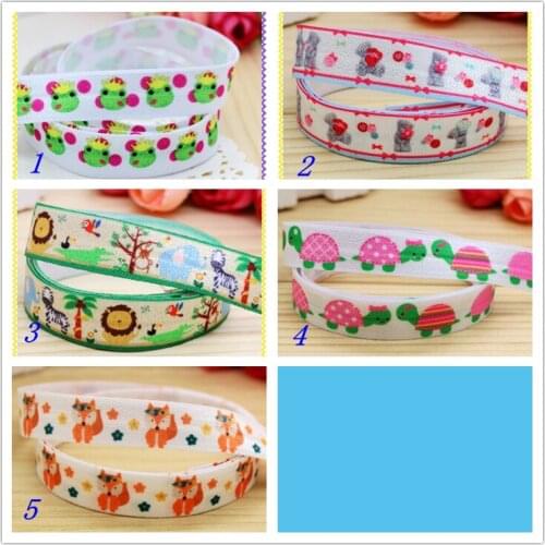 5/8'' Free shipping Fold Elastic FOE fox frog turtle animals printed headband headwear hairband diy decoration wholesale OEM S60