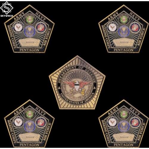 5PCS USA Department Of Defense Pentagon Navy Amy Marine Corps Air Force Military Family Challenge Colorized Coin