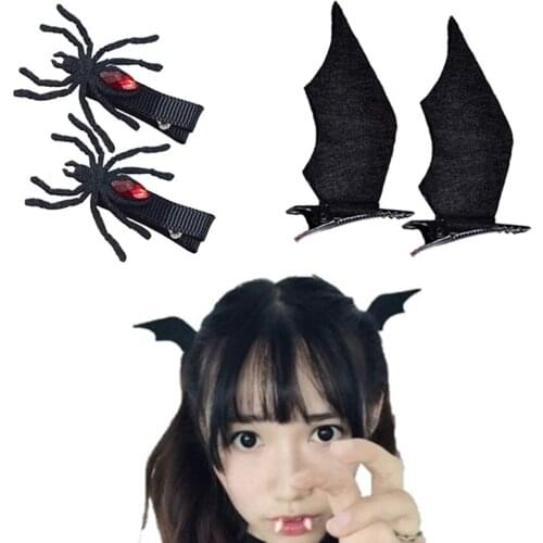 Cartoon Hair Clips Bat Spider Design Hairpin Horror Barrettes Non Slip Headpiece Photo Props Halloween Accessories