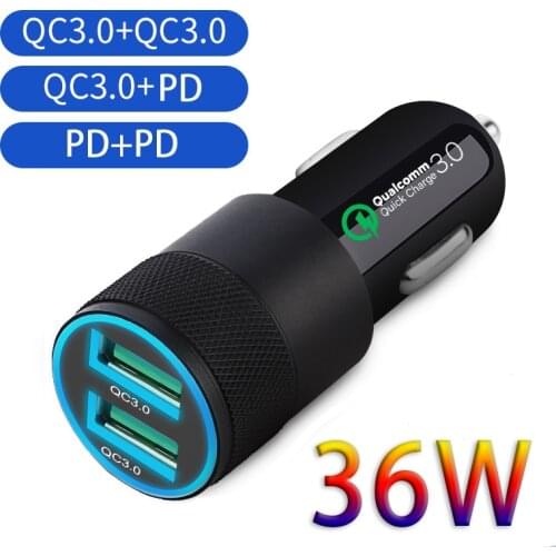 2-Port 36W 3A Car Charger Quick Fast Charger,USB C ,Type C,micro USB,PD/QC3.0/QC2.0 for redlme Samsung huawei xioami redmi