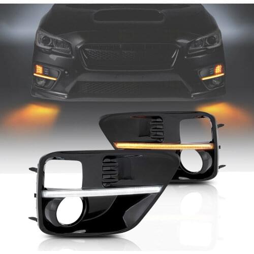Car Auto Led DRL Light For Subaru WRX STI 2015-2017 LED DRL Daytime Running Light Amber Turn Signal Fog Lamp White 2