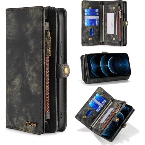Wallet Leather Phone Case For iPhone 6 6s 7 8 Plus X Xs Xr Xs Max 11 11Pro 11ProMax 12 Pro Max Vintage frosted buckle handbag