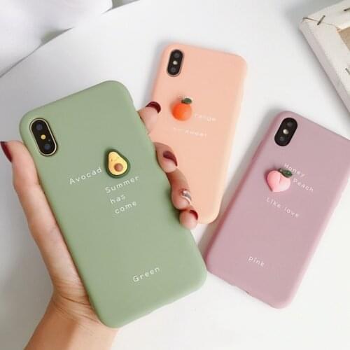 3D Candy Color Avocado Letter Soft Phone Case For iPhone 11 Pro XS MAX XR X Silicone Case For iPhone 7 6 6S 8 Plus Cover Fundas