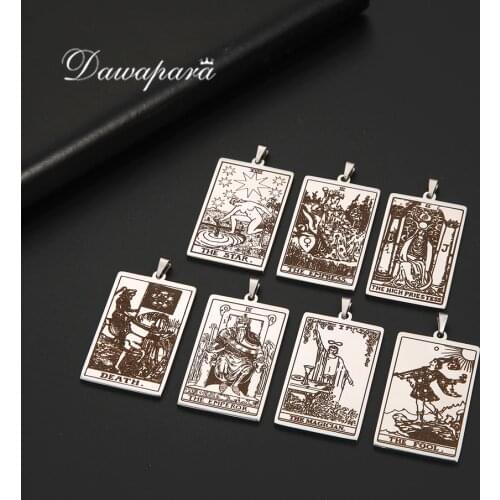 Dawapara The Major Arcana Tarot Cards Vintage Amulet Pendant for Necklaces Accessories Wholesale Stainless Steel