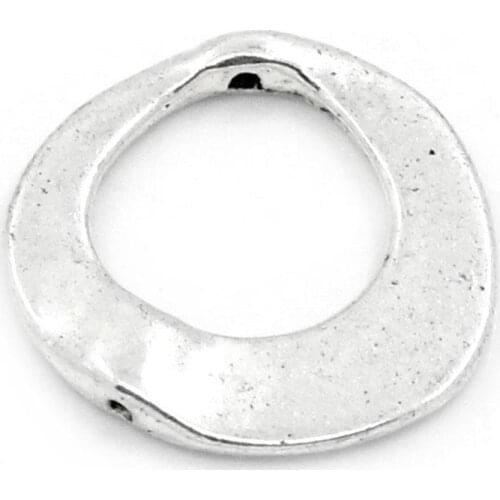 DoreenBeads Zinc metal alloy Spacer Beads Round silver color About 21mm(7/8")x 20mm(6/8"),Hole:Approx 1mm,5 PCs