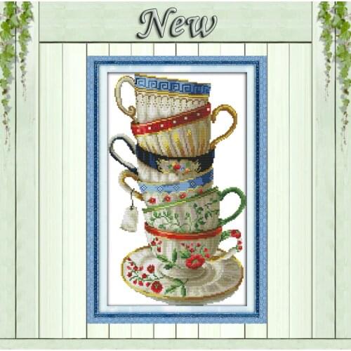 Elegant coffee cup,counted print on canvas DMC 14CT 11CT Cross Stitch kits,embroidery needlework Set,hand made Crafts Home Decor