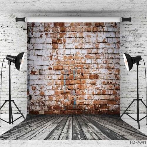 Grunge Brick Wall Wooden Floor Photography Backgrounds Customized Backdrops for Kids Baby Portrait Dolls Photocall Photo Studio