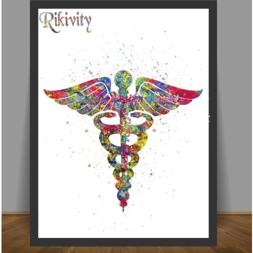 Rikivity Human Anatomy Poster Prints Canvas Painting Medical Medicine Symbol Caduceus Wall Art Pictures Doctor Clinic Decoration