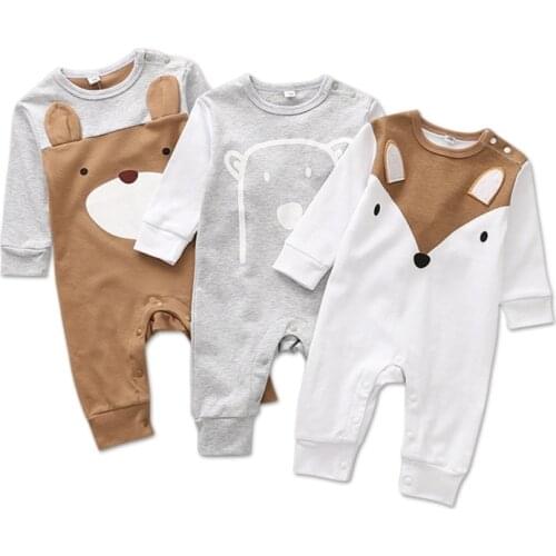 Baby Romper Newborn Baby Boys Romper Girls Playsuits Cotton Long Sleeve Animal Baby Clothes Infant Pajamas Underwear 0-12M