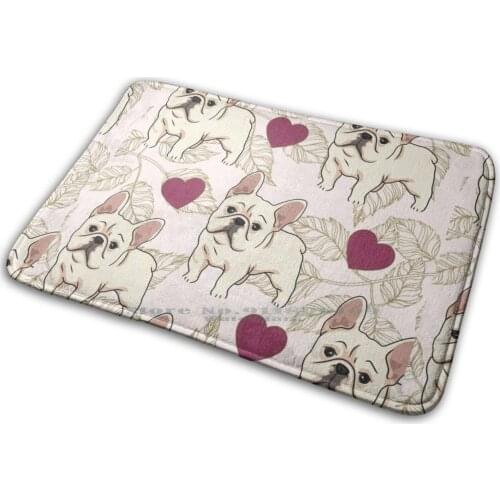 French Bulldogs , Frenchies & Hearts Mat Rug Carpet Anti-Slip Bedroom Entrance Door Mat French Bulldog Frenchie Hearts Frenchie