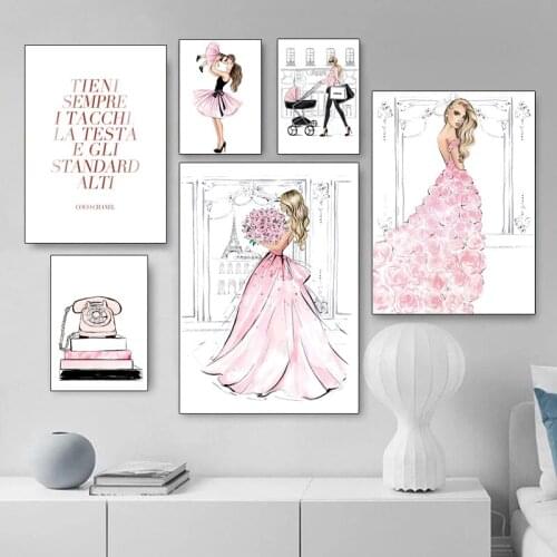 Beauty Woman Canvas Painting Rose Skirt Posters and Prints Wall Pictures Modern Bedroom Living Room Home Decoration Picture
