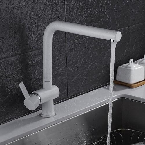 Kitchen Faucet Rotation Black Water Faucet Hot and Cold Water Mixer Tap Swivel Spout Single Handle Deck Mounted Sink Basin Tap
