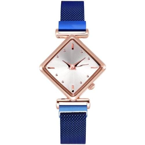 Magnetic Watches Creativity Square Women Fashion Luxury Stainless Steel Watch with Mesh Strap Quality Classic Ladies Wristwatche