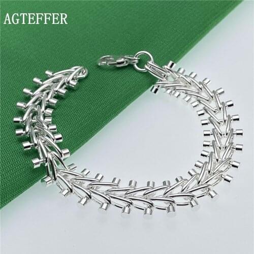 AGTEFFER 925 Sterling Silver Small Dumbbell Bracelet Men And Women Fashion Exquisite Wedding Party Jewelry Gift