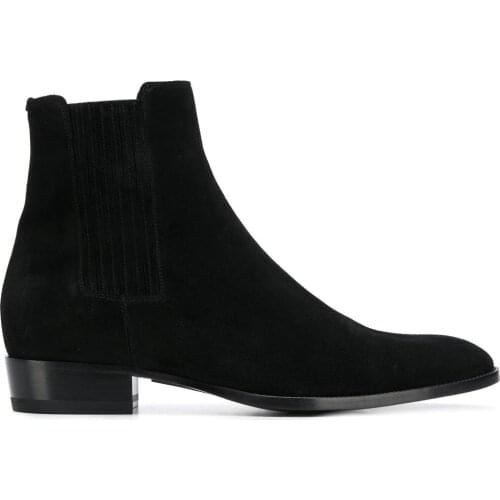 Mens Shoes Wyatt Chelsea Boots Black Suede Paris Street Style