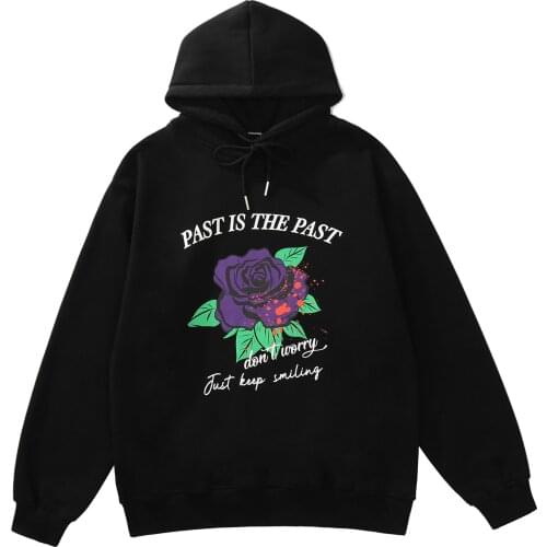 EukaaRu Mens Autumn Winter Fashion Top Rose Element Sweater Man Streetwear Hip Hop Pullover Sweatshirt Couple Oversized Hoodies