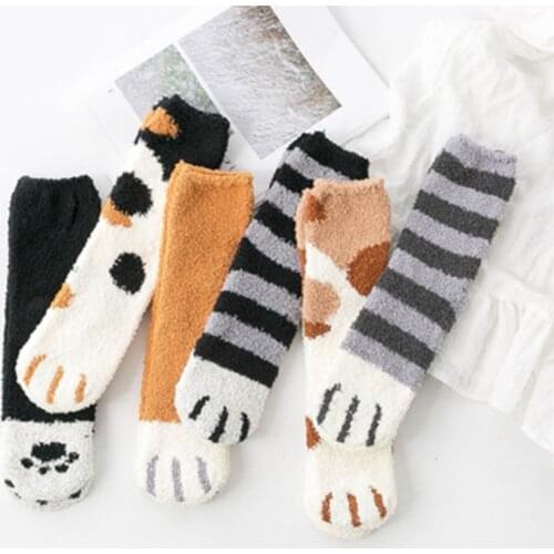 SVOKOR Cotton Socks Winter Funny Print Cat Paw Warm Socks Kawaii Cute Casual Happy Fashion Designer Socks For Men Women