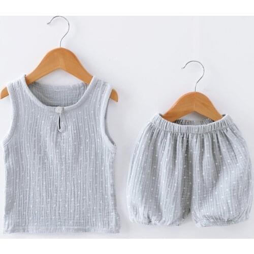 Baby Boys Girls Clothes Cotton Linen Sleeveless Vest Shorts 2 Pcs Suit Children Sets Kids Clothing Kids Bobo Toddler Sets 0-5T