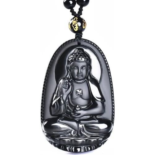 Pray Necklace Obsidian Buddha Pendant Jade Pendant Male Women Buddha Bead Curtain Transhipped Scrub Head Pendant Black Jade