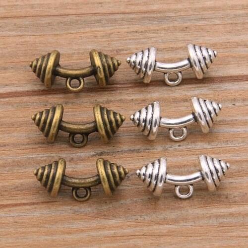 10PCS 10*20MM 2Color Feather Dumbbells Weightliftin Charms Sports Pendant Metal Alloy For DIY Necklace Bracelet Earrings Marking