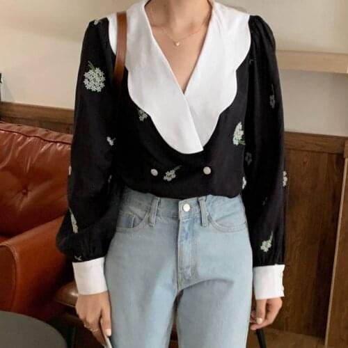 Shiweng Women's Shirts With Embroidery