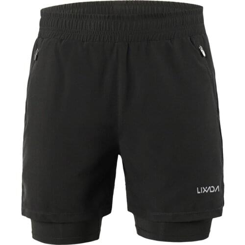 Lixada Men 2 in 1 Running Shorts Cycling Shorts Quick Drying Summer Jogger Shorts Breathable Training Exercise Jogging Marathon