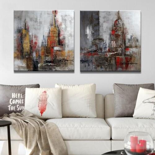 Modern Abstract Posters and Prints Wall Art Canvas Painting Buildings Pictures for Living Room Wall Home Decor Frameless