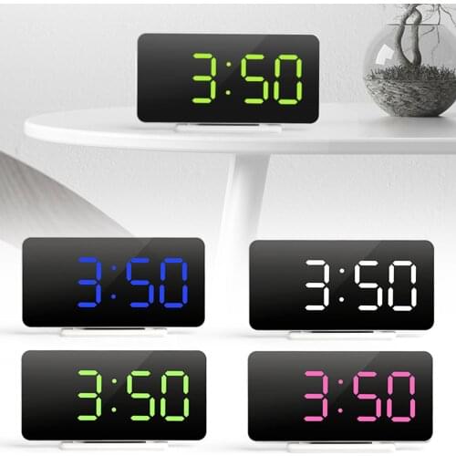 LED Digital Alarm Clock Watch For Bedrooms Table Digital Snooze Electronic USB Desktop Mirror Clocks Home Table Decoration