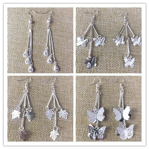 Ethnic style Retro butterfly jewelry Miao silver nationality for female classic retro butterfly lady earrings accessories