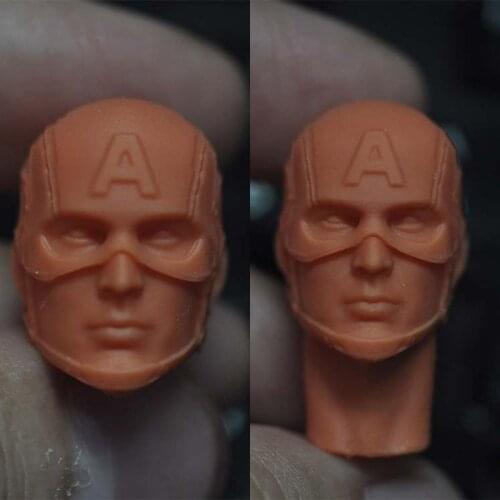 1/12 Unpainted Cap Rogers Chris Evans Head Carving Sculpt with Mask Fit 6 inch SHF Action Figure Body