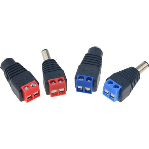 1PCS Male Female 12V 2.1x5.5MM DC Power Jack Plug Audio free welding socket Connector 2.1 Male wire 2.1 Female wire