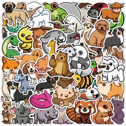 10/30/50PCS Cute Cartoon Animal Stickers Motorcycle Luggage Guitar Skateboard Cool Graffiti Sticker for Kid Decal Toys Gift