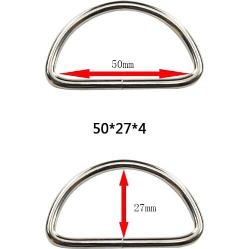 10pcs 2"(50mm) Non Welded Dee Rings Nickel Plated D-Ring Webbing (Thickness 4mm)