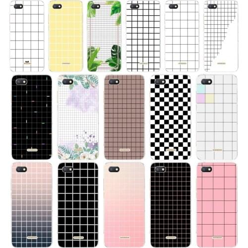 157SD Luxury Retro Black White Grid Soft Silicone Tpu Cover phone Case for xiaomi redmi 6 Pro 6A note 5 6 Pro mi 8 lite