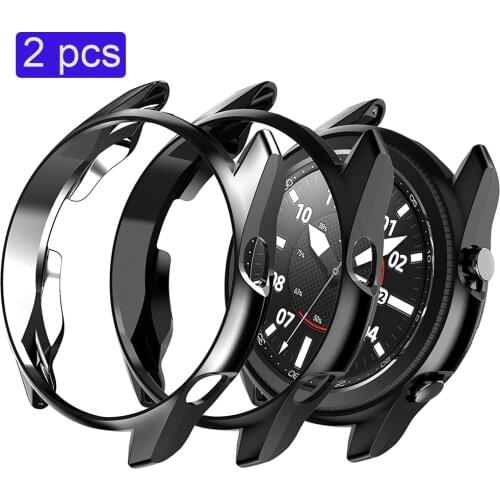 2set cases for samsung galaxy watch 3 45mm 41mm Soft TPU case Anti-Scratch Shockproof Cover All-Around Protective Bumper Shell
