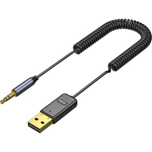 2-in-1 Bluetooth 5.0 Audio Transmitter Receiver USB Wireless Adapter Car AUX Interface Hands Free Call Function