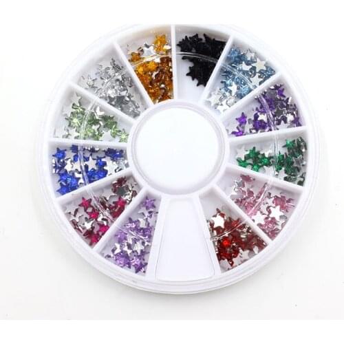 3D Tips Silver Acrylic Round Rhinestone Crystal Glitter Flat Back Wheel Design Nail Art Decoration Phone Manicure Jewelry Tools