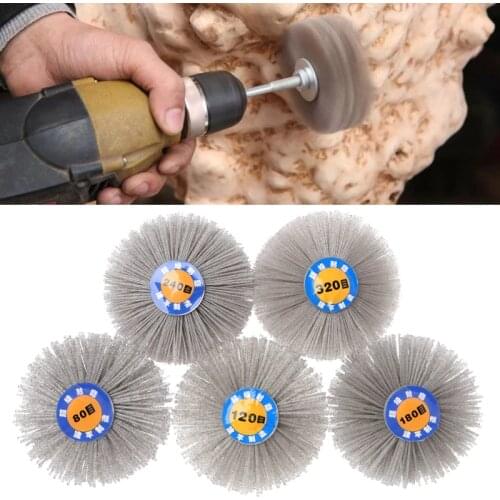 Deburring Abrasive Alumina Wire Brush Flower Head Polish Grind Buff Wheel Shank Furniture Wood Sculpture Rotary Drill Tool-M18