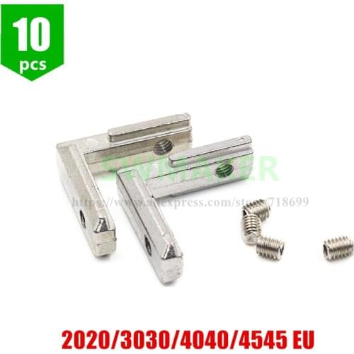 10pcs T Slot L Type 90 Degree 2020 3030 4040 4545 EU Aluminum Profile Inside Corner Connector Bracket With Screw for 3D printer