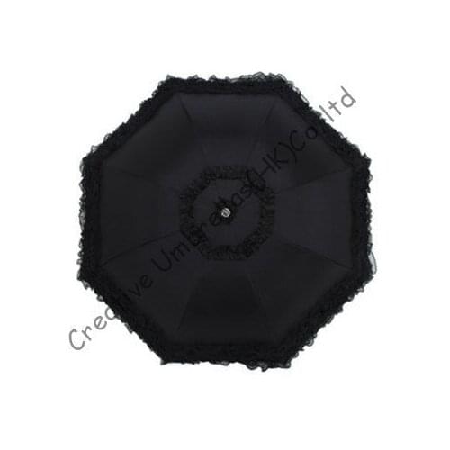 Arched princess umbrellas,8k ribs,three fold black coating umbrellas,windproof,border lacing,pocket umbrellas,UV protect