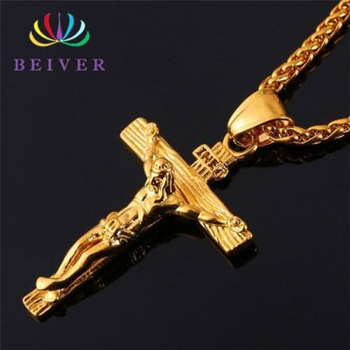 Beiver Fashion 2 Colors Jesus Cross Necklace for Women / Men 2019 New Arrivals Best Gifts for Party Dropshipping N327