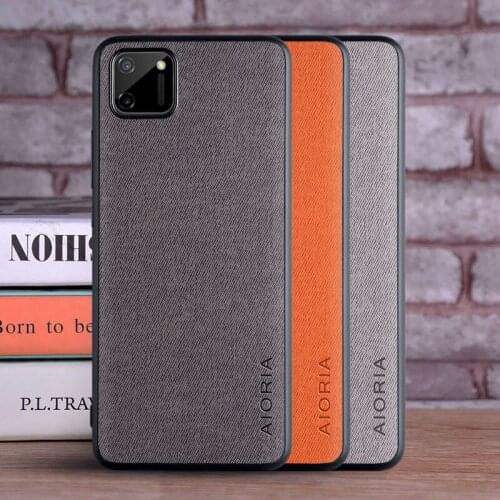 Case for OPPO Realme C11 coque Luxury textile Leather skin soft TPU hard PC phone cover for OPPO Realme C11 Case funda