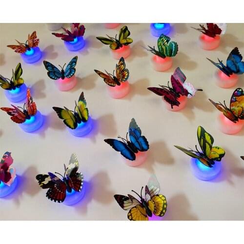 Colorful Luminous Butterfly LED Night Light Glow in the Dark Wedding Party Decoration Room Christmas Decor Lamp Sticker Children