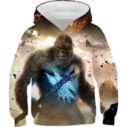 Godzilla vs. King Kong Baby Boys Clothes Spring and Autumn cartoon Hoodies Korean kids Hoodie Sweatshirt Childrens clothing
